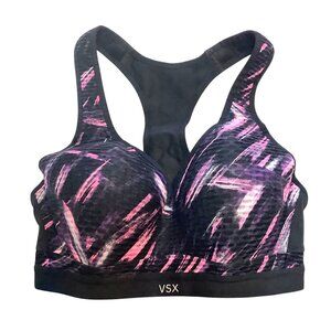 Victorias Secret VSX Sport‎ Black Pink Racerback Sports Bra 32D Nylon Blend